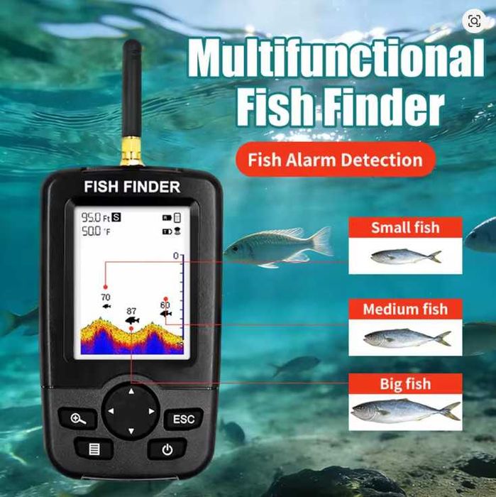 Безжичен сонар за риболов - 125KHz подводна камера за дълбочина 0.6-45M,