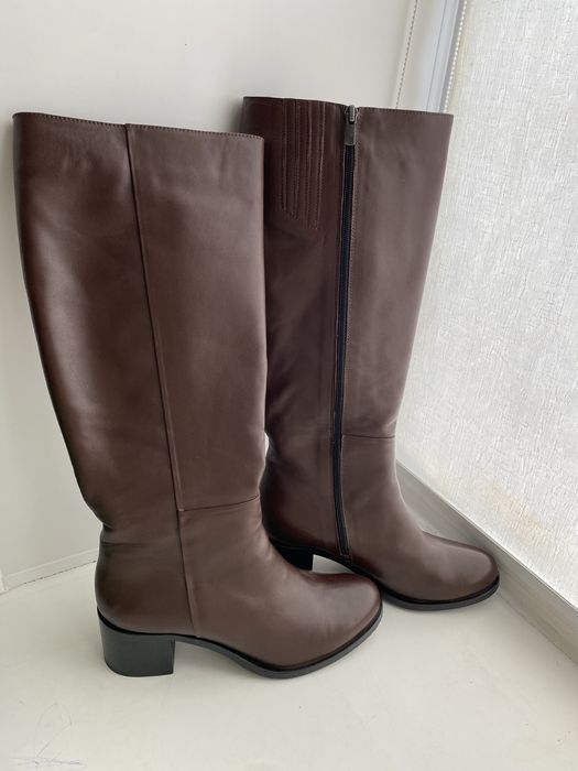 Кожанные зимние женские сапоги