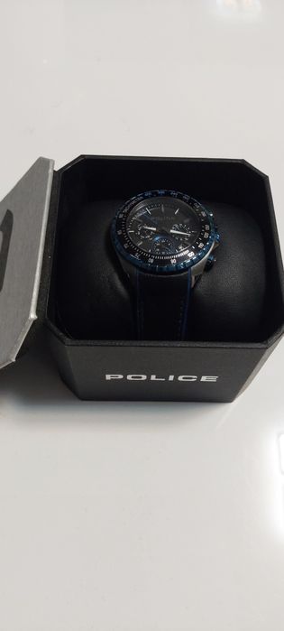 Ceas Bărbătesc POLICE  Stil Premium, Curea Silicon + Piele Albastră, Ca Nou