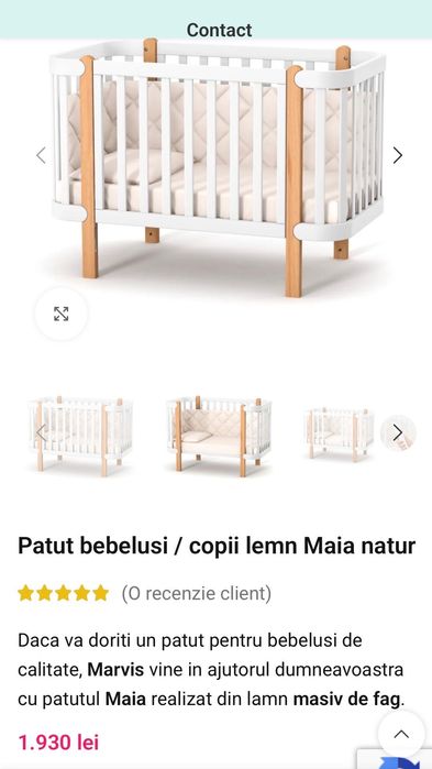 Pachet Patut si comoda bebe - Lemn masiv Fag- Marvis+ saltea Premium- Traumeland