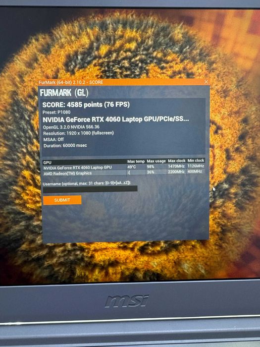 Laptop MSI Thin 15 Ryzen 7 7735HS 16GB RTX 4060 Zeus Amanet Vitan 4051