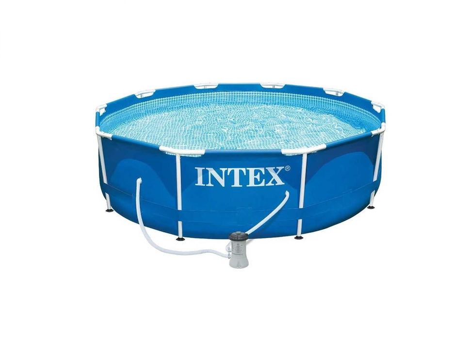 Нов! Басейн с метална конструкция 305см х 76см с помпа и филтър - Intex