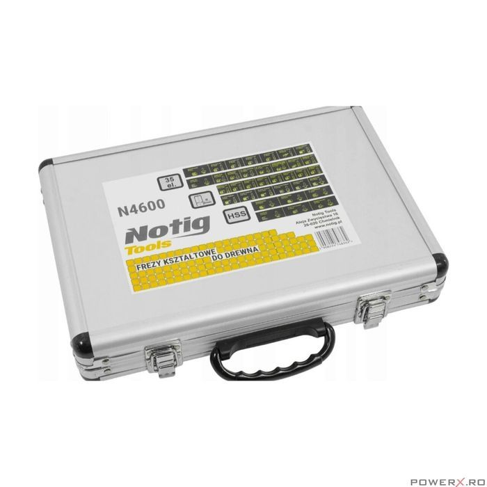 Set 35 de freze pentru lemn, in cutie de aluminiu, compatibile cu