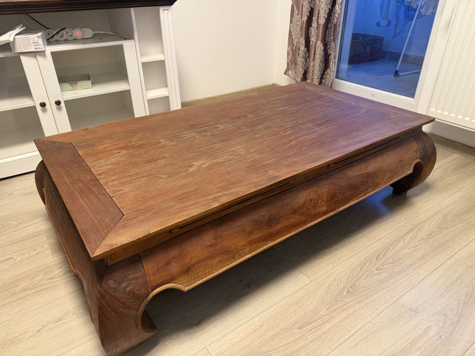 Masă de ceai stil oriental chinezesc – lemn de tec, lucrată manual