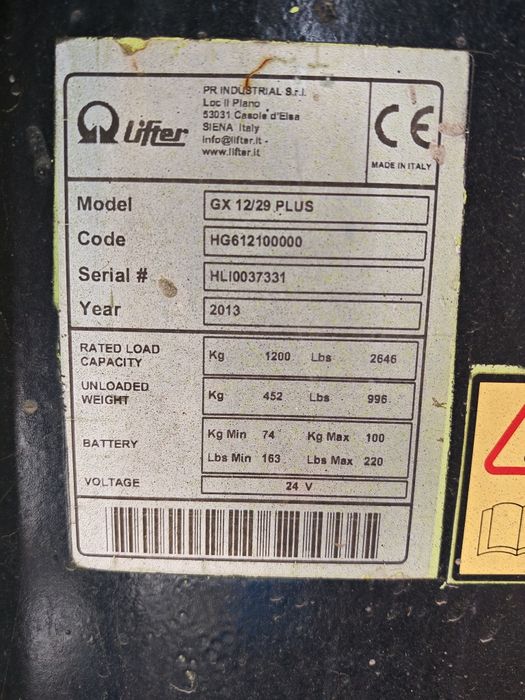 Liza electrica Pramac GX12 Plus Lifter