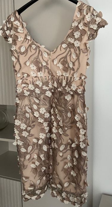 rochie de seara/nunta crem cu flori 3D Madelia