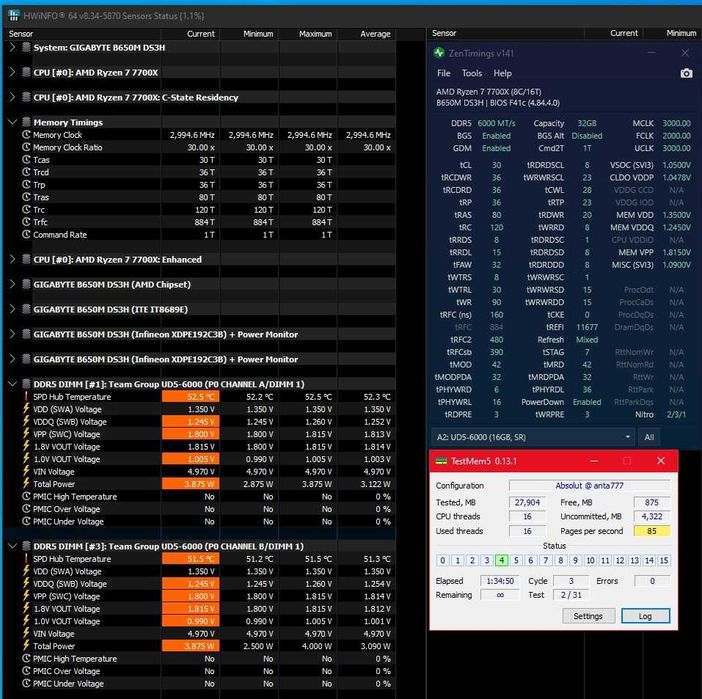 Kit Teamgroup 32gb rami DDR5 6000 CL30