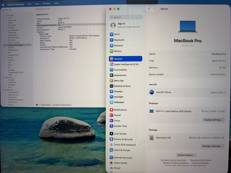 MacBook Pro 16" M2 PRO 12-Core CPU, 19-Core GPU, 32GB RAM, 1TB SSD