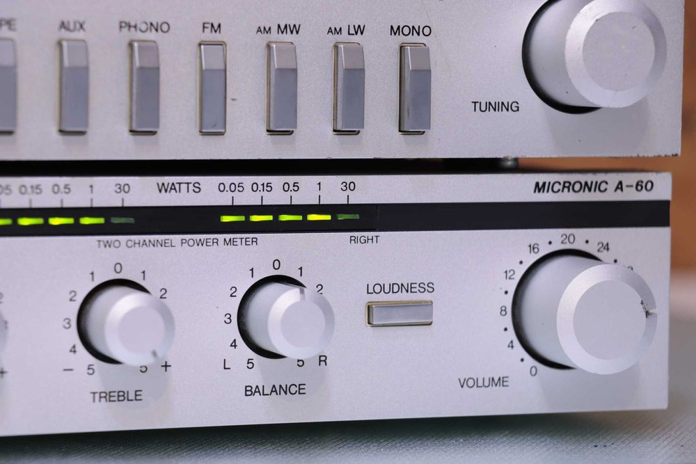 Mini Sistem Hi-Fi Rare Blaupunkt Micronic A-60 & T-60, Argintiu, Retro