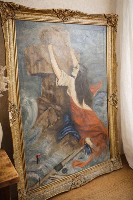 Tablou vechi, dimensiuni mari, ulei, rama originala