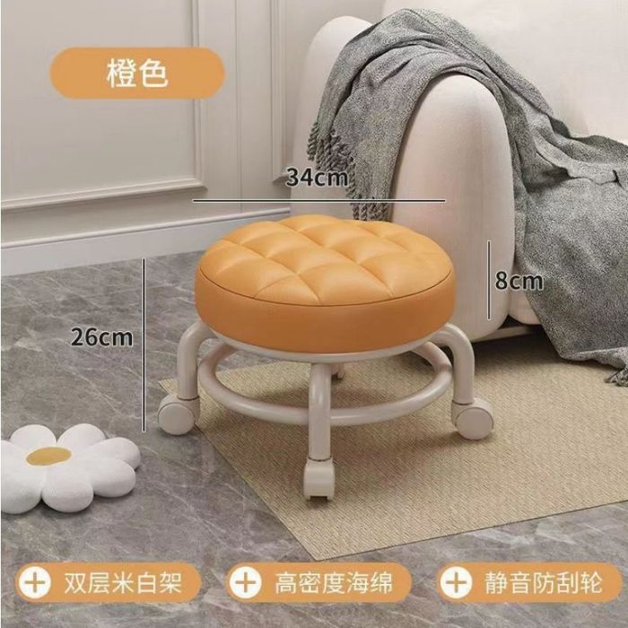 Пуфик на колесиках с мягким сиденьем, низкая модель