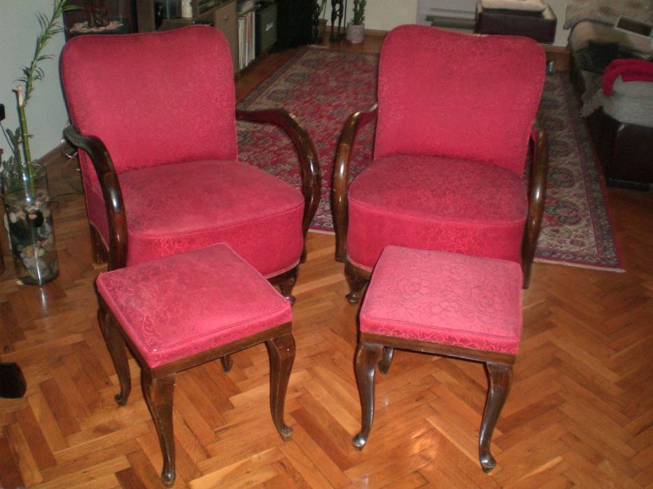 2 броя - запазени ретро фотьойли в червено