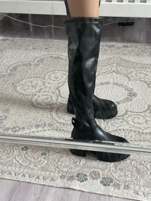 Ботфорты черные кожаные