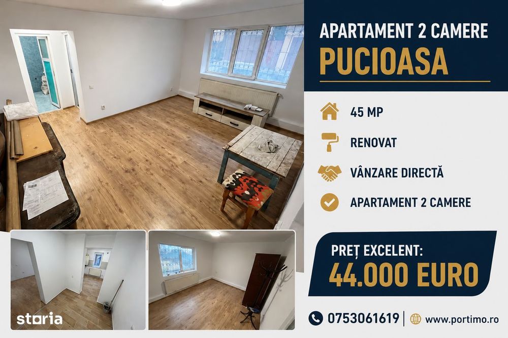 Apartament 2 camere 45mp ~ Pucioasa, Dambovita | Parter | Renovat