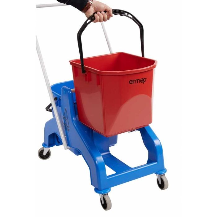 Тележка двухведерная с пластик прессом серая 25л