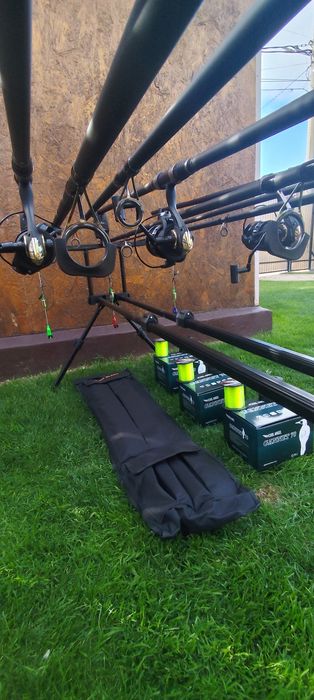 Set Crap,3 Lansete Carbon 3,90m,3 Mulinete Gannet 7000,13 Rulmenti,Rod Pod+Senzori+Swingere+ Fir