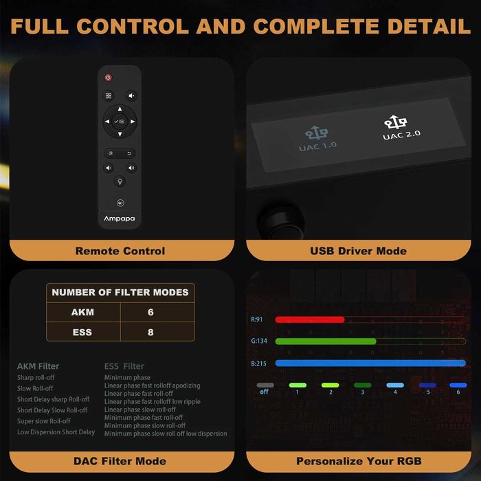 Hi Fi комбо Ampapa Q1 DAC + Ampapa D1 TPA3255 ESS9039 AK4493 PFFB Bluetooth 5.2