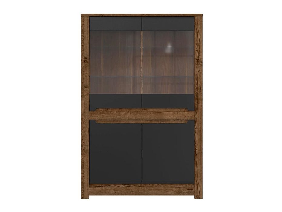 Витрина RUSO REG2W2D корпус дъб април/фронт черно мат 
Материал - корп