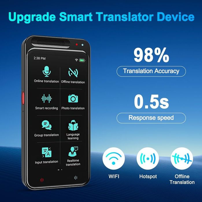 Dispozitiv Traducător AI 138 Limbi – Ecran de 4,1 Inch