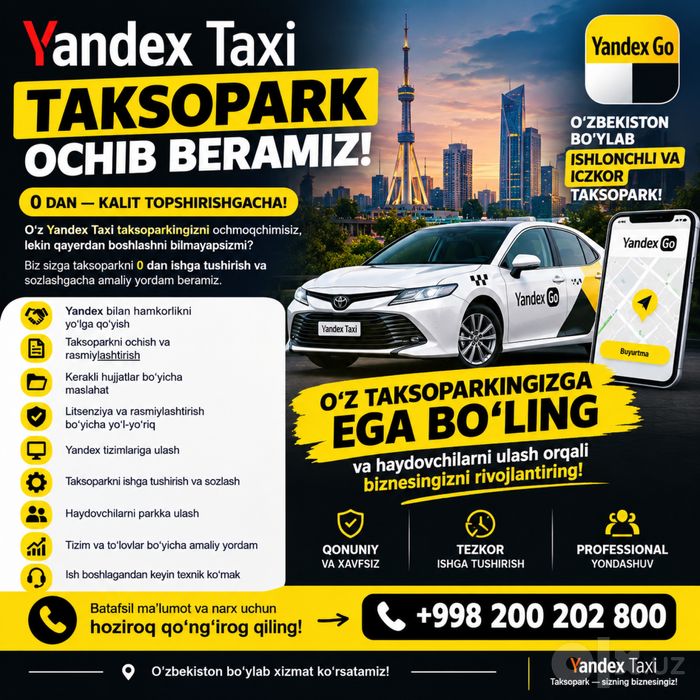 Yandex Taxi taksopark ochib beramiz