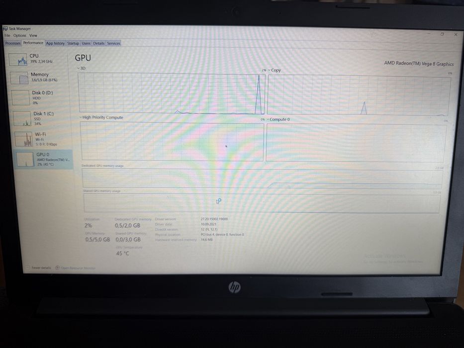 Laptop HP Ryzen 5 3500u