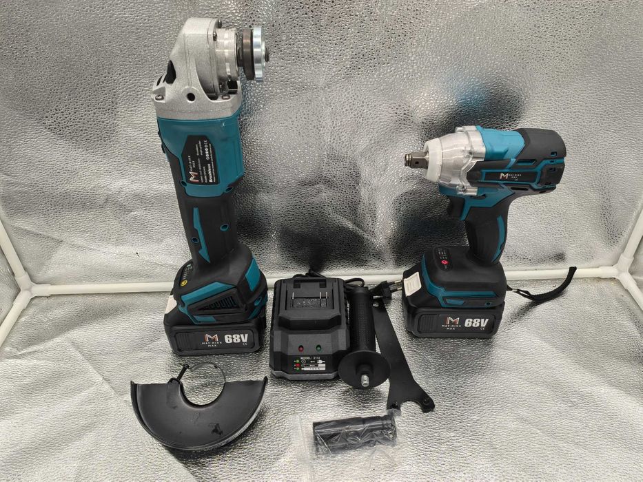 Set scule , 2 piese, Brushless, 68V, cu 2 acumulatori – 599 lei