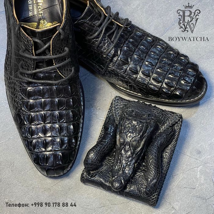 Туфли и кошелек из натуральной крокодиловой кожи