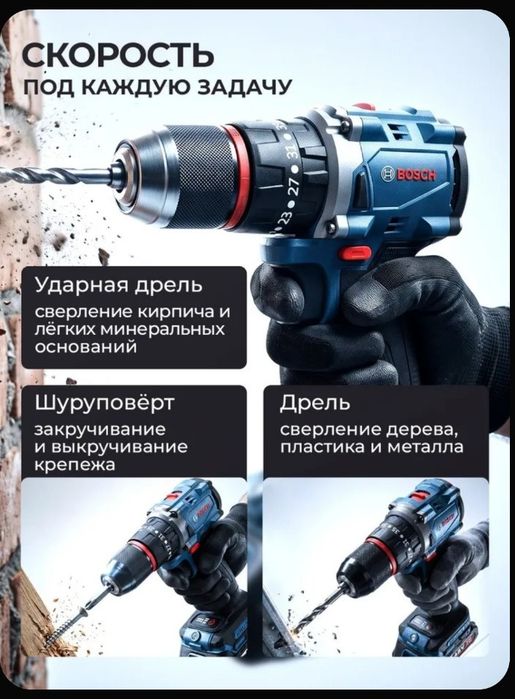 Шуруповёрт, дрель безщёточный 2 в 1