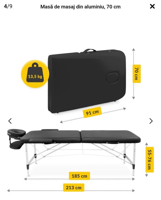 Vând masa de masaj pliabila 70cm