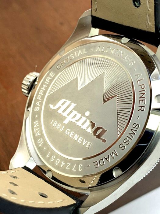 Швейцарские часы Alpina, кварцевый механизм, GMT