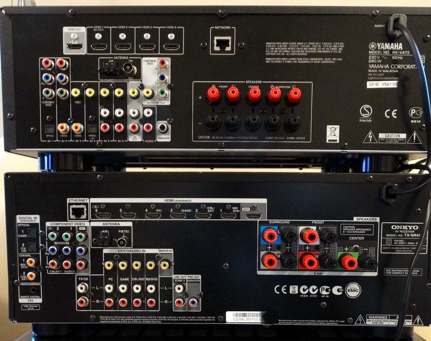 Receiver Onkyo TX-NR414 , Dynamic Power per Channel 5 x 85 W (8 Ohms]