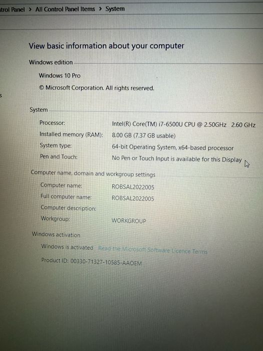 Laptop Lenovo i7