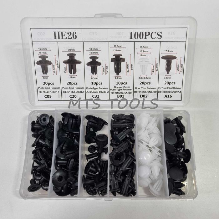 Set Bumbi Clipsuri Auto Universale 100 Piese de Fixare