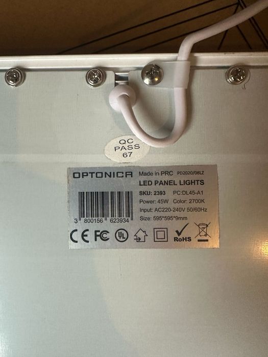 Panou LED Optonica 45W 60x60 cm Lumină Caldă 2700K