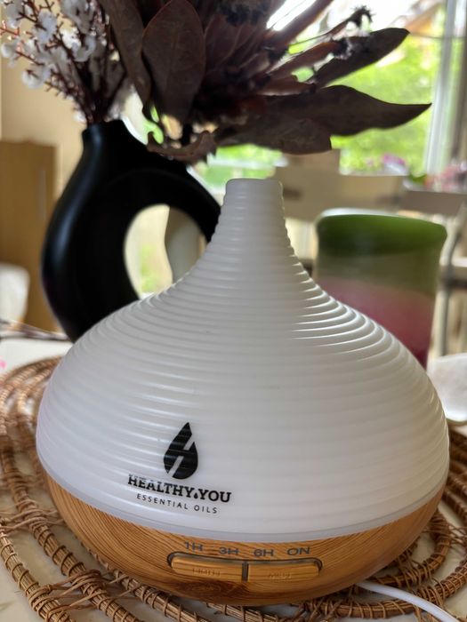 Арома дифузер HealthyYou NATURE, ултразвуков, ABS safe, с таймер, 7 LED цвята, 300 мл