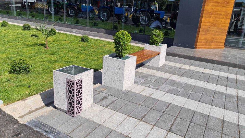 бетонная скамейка уличная садовая beton hovli skameykasi park