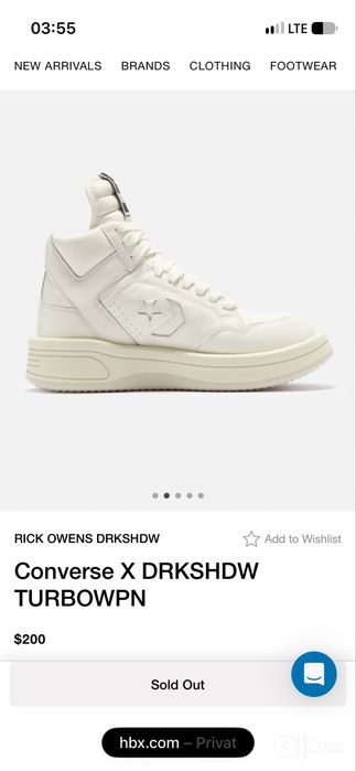 Оригинальные Rick Owens Converse TURBOWPN