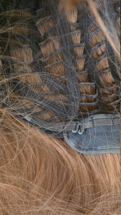 Perucă Haircube lungă dreaptă castaniu arămiu / roșcat – breton lateral