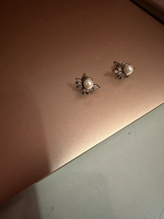Cercei argint cu perla si zirconii albe