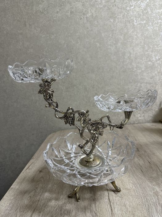 Ваза для фруктов хрустальная