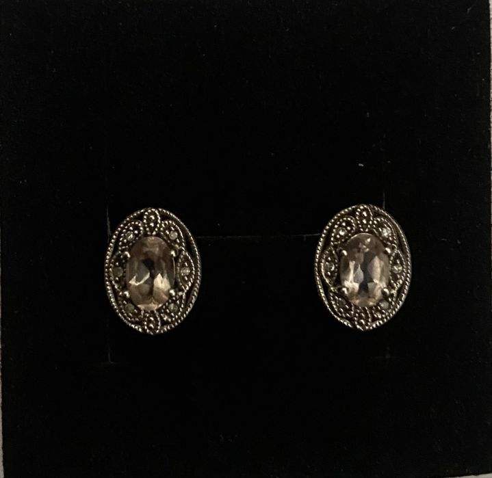 Cercei din argint cu ametist si diamante