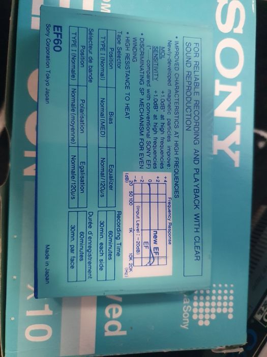 Casete audio Sony EF 60 noi, sigilate (Made in Japan) – Lot 20 buc