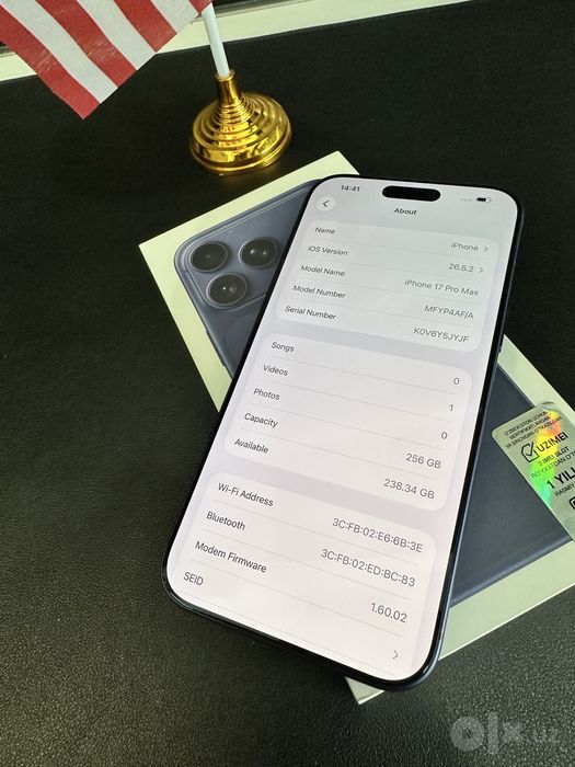 Продам iPhone 17 pro max 256g bat 100% sim+ysm 184 sk 1280$