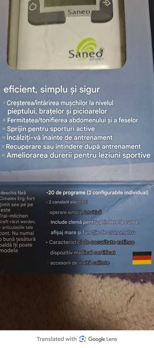 Aparat masaj fizio SaneoSPORT EMS electrostimulare fizioterapie