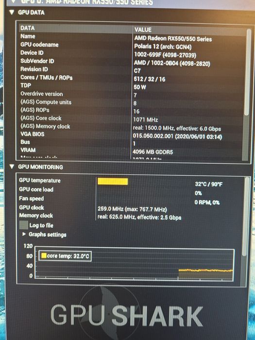 Placa Video VGA PowerColor ATI RADEON RX550,4Gb GDDR5,128 Bit,impecabi