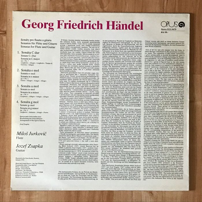 Viniluri Muzica clasica G. Haendel - Sonatas for flute and guitar