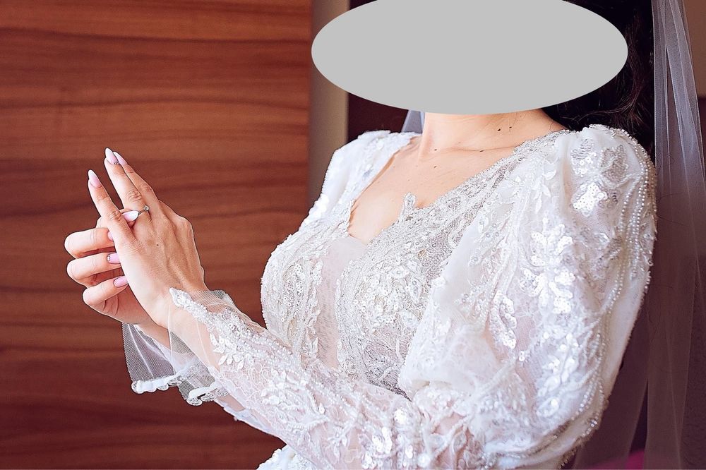 Rochie de mireasa - Lamarie - cu trena detasabila