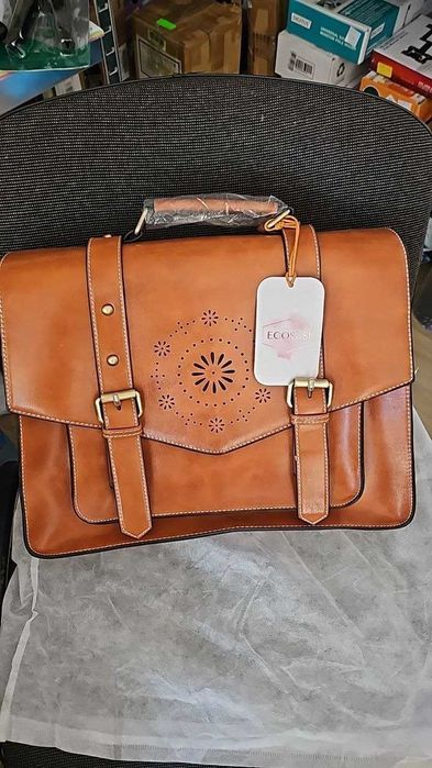 ECOSUSI Раница за жени, за лаптоп тип „куфарче“, веганска кожена чанта