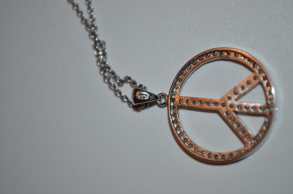 LANT + PANDANTIV ARGINT 925 - De firma SWAROVSKI - Make Peace Not War!