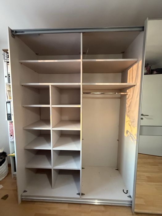 Dressing/Dulap 305/220/65 cm 2 usi culisante sticla alba/oglinda